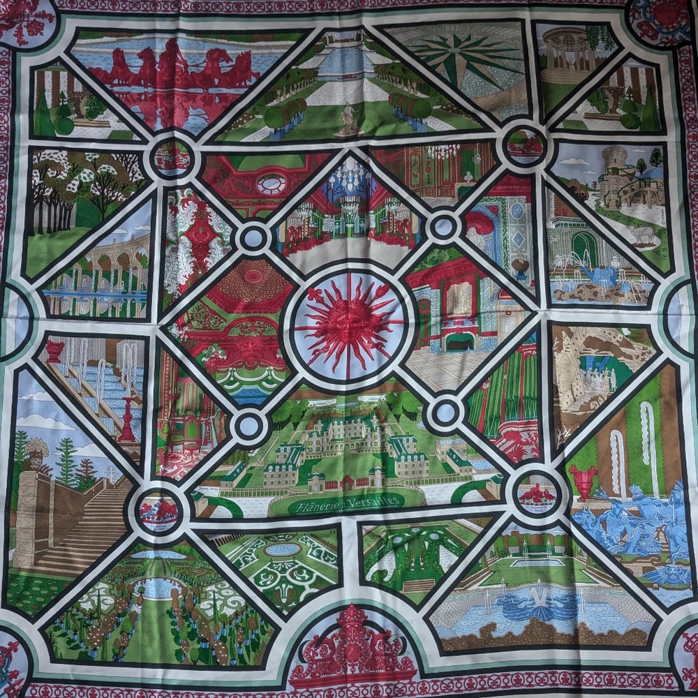 Hermes 100% Silk square Scarf, Versailles print - Picture 2 of 8